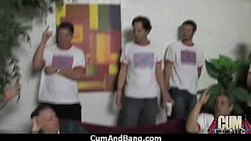 Ebony chick fucked hard in group sex action 6