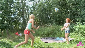 The lucky milo p lila e & nia y get horny by the lake it's a threesome redhead and blonde brats get dicked and facialized before they go swimming inside the lake enjoy it