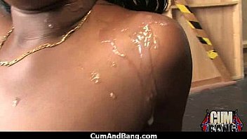 Interracial group blowjob from a ebony slut 12