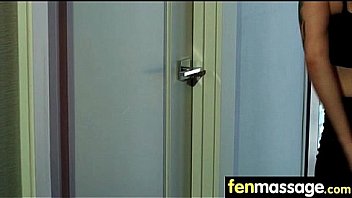 Deepthroat blowjob from big tits massage girl 29