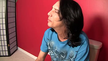 Blonde allie gives a great blowjob to her man right in the bathroom too