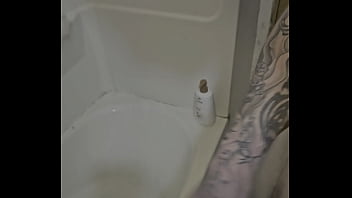 Rubing my cock in and out of the shower