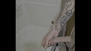 Rubing my cock in and out of the shower