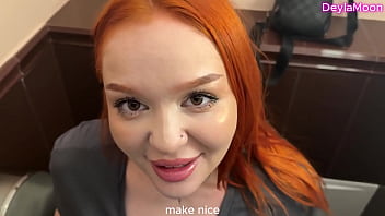 Risky public sex with a stranger in a restaurant restroom