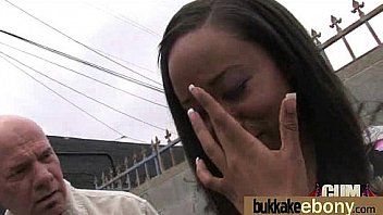 Ebony babe sucks too many white cocks 12