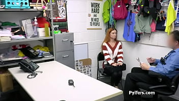 Spicy redhead hottie in glasses gets fucked for stealing