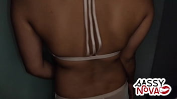 Sexy teen girl dancing wearing sexy bra & panty striptease & showing boobs & pussy