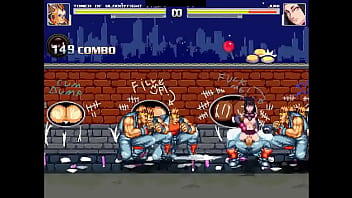 Hot purple haired chick gangbang