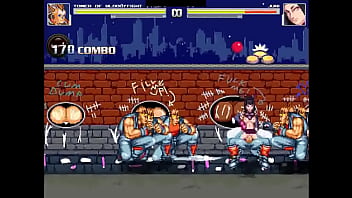 Hot purple haired chick gangbang