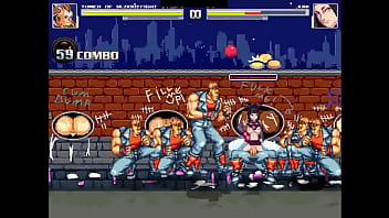 Hot purple haired chick gangbang