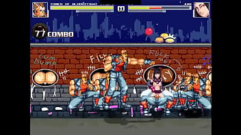 Hot purple haired chick gangbang