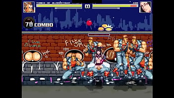 Hot purple haired chick gangbang