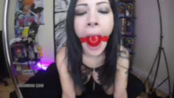 Ball gag masturbation play