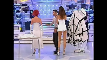 Hot celebrity has a white panty oops on television in italy Hot celebrity has a white panty oops on television in italy
