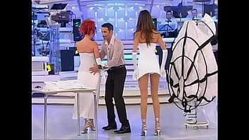 Hot celebrity has a white panty oops on television in italy Hot celebrity has a white panty oops on television in italy