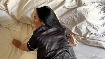 What dad doesn’t know stepmom fucks her stepson on his bed