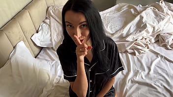 What dad doesn’t know stepmom fucks her stepson on his bed