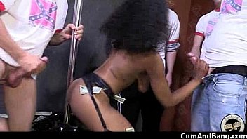 Nasty black girl grouped and facialed 25