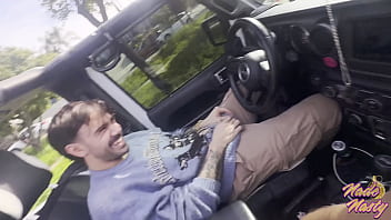 Sneaky car blowjob with jenna foxx