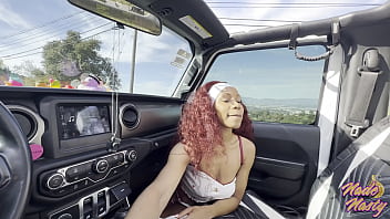 Sneaky car blowjob with jenna foxx
