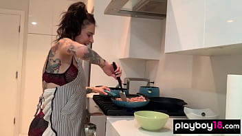 Big boobed naughty cougar stripping and masturbating