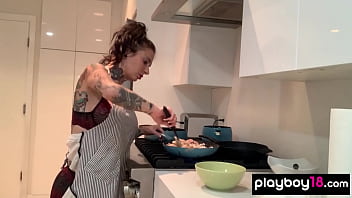 Big boobed naughty cougar stripping and masturbating