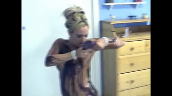 Hot amateur tattooed bitch pours milk and cream on her hot body