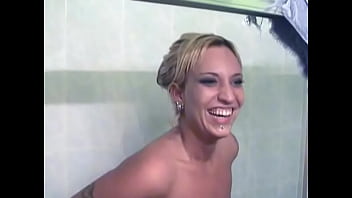 Hot amateur tattooed bitch pours milk and cream on her hot body