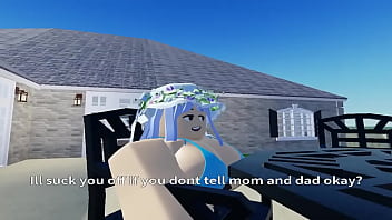 Roblox girl sucks big step bros dick after little sis sees it