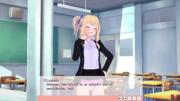 Blonde haired girl caught grinding the table gets disciplined by a man – koikatsu