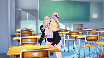 Blonde haired girl caught grinding the table gets disciplined by a man – koikatsu