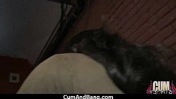 Black sluts mouth used by group of white cocks 5