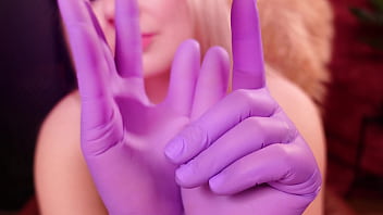 Purple nurse gloves and gold glitter watch arya grander