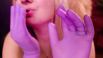 Purple nurse gloves and gold glitter watch arya grander