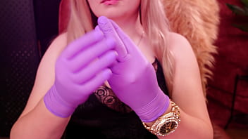 Purple nurse gloves and gold glitter watch arya grander