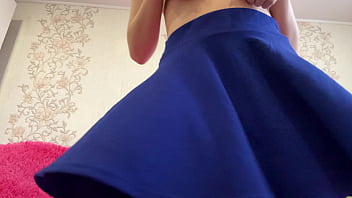 Student in a mini skirt without panties