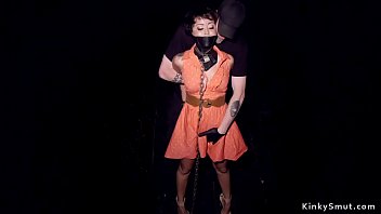 Master torments and vibrates pussy to brunette sub