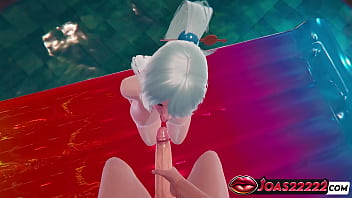 Animation of huge boobs aqua pool enjoy handjob for huge cock tongue only glans lick hard deepthroat mouth fuck cum a lot of sperm in honey select 2