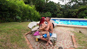 Young couple have sex outdoors on their last day of vacation