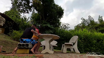 Young couple have sex outdoors on their last day of vacation