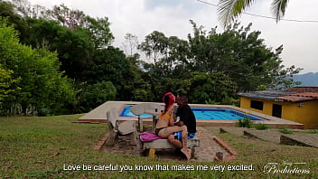 Young couple have sex outdoors on their last day of vacation