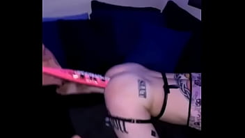 I love large objects #transgirl #bimbo #bimboner #tattooed #altgirl #pink #avn #lasvegas #baseball #bat #gape #hard