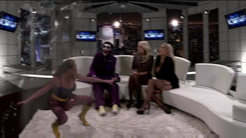 The joker fucks three busty lassies at the television studio