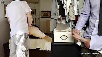 Voyeur Husband Jerks Off Secretly While Wife Gets Creampied During Standing Sex thumbnail