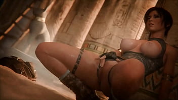 Lara croft play with pussy