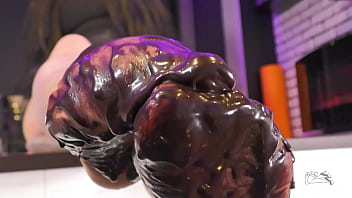 Goddess Messy Her Nylon Feet In Chocolate Close Up And Squeezing Strawberries thumbnail