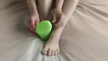 My feet are in colorful mismatched socks for pleasure hot sockjob