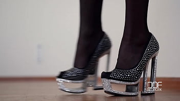 Russian nylon stocking girl teases with sheer soles