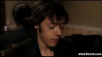 Blonde kathy fucks her date in the garage by the cars