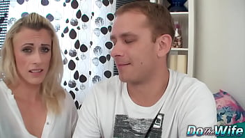 Blonde milf brittany bardot tastes a young cock before riding it